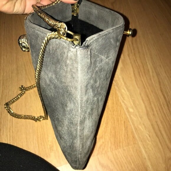 Vintage Ruth Saltz Gray Suede w/ Snakeskin Purse - Picture 13 of 16
